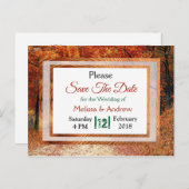 秋紅葉結婚式日付の保存 案内ポストカード (正面/裏面)