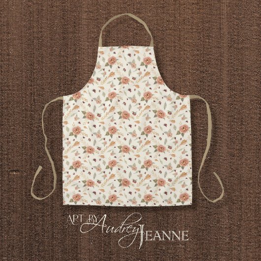 秋紅葉BOHOフローラブルガンディーピーチ エプロン