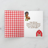 秋納屋周囲の庭ダークスキンガールハッピーバースデー カード (内部)