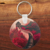 秋素晴らしの中国の壁 – 風光明媚な赤 キーホルダー (正面)