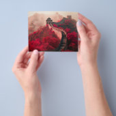 秋素晴らしの中国の壁 – 風光明媚な赤 チラシ (手)