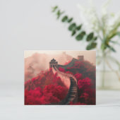 秋素晴らしの中国の壁 – 風光明媚な赤 ポストカード (スタンド正面)