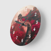 秋素晴らしの中国の壁 – 風光明媚な赤 ラウンド壁時計 (傾斜)