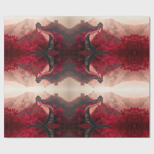 秋素晴らしの中国の壁 – 風光明媚な赤 ラッピングペーパー (フラット)