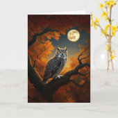 秋素晴らしの角フクロウ カード (黄色い花)