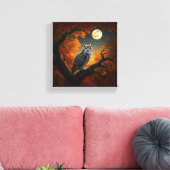 秋素晴らしの角フクロウ キャンバスプリント (インサイチュ (リビング))