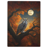 秋素晴らしの角フクロウ クリップボード (裏面)