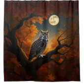 秋素晴らしの角フクロウ シャワーカーテン (正面)