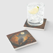 秋素晴らしの角フクロウ ストーンコースター (横)