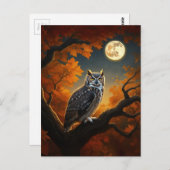 秋素晴らしの角フクロウ ポストカード (正面/裏面)