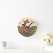 秋素晴らし:キツネ ラウンド壁時計 (ホーム)