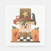 秋素朴かかし（カボチャとカラス） スタンダードランチョンナプキン (正面)