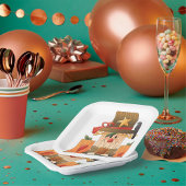 秋素朴かかし(カボチャとカラス) ペーパープレート