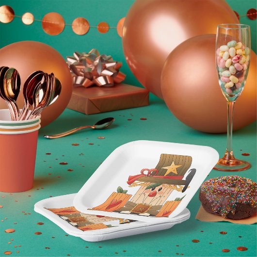 秋素朴かかし(カボチャとカラス) ペーパープレート