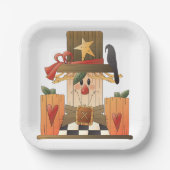 秋素朴かかし(カボチャとカラス) ペーパープレート (正面)