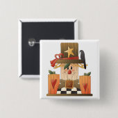 秋素朴かかし(カボチャとカラス) 缶バッジ (正面&裏面)