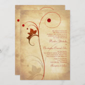 秋素朴つる植物ベリー結婚式招待状 招待状 (正面/裏面)