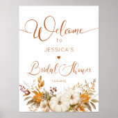 秋素朴なカボチャブライダルシャワー歓迎 ポスター (正面)