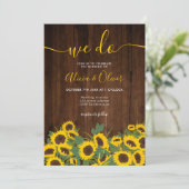 秋素朴なヒマワリの木写真イニシャル結婚ズ 招待状 (スタンド正面)