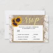 秋素朴なヒマワリ結婚ーラップの脚本rsvp 出欠カード (正面)