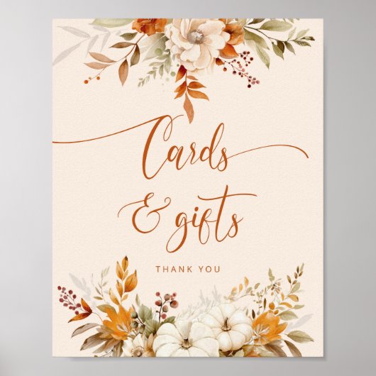 秋素朴なブライダルハウザーカードとギフト ポスター (正面)