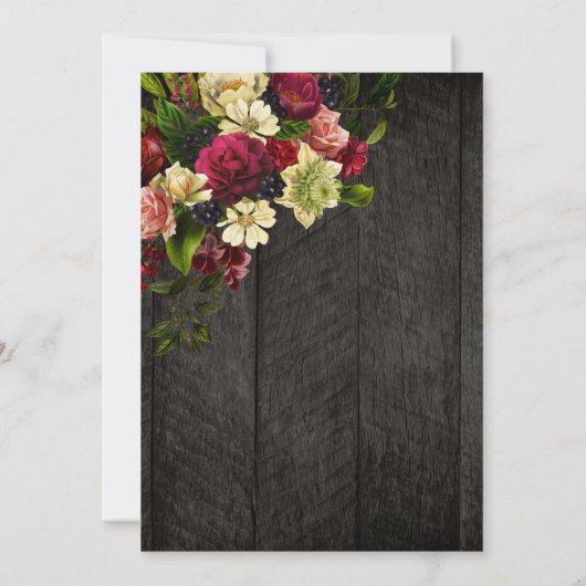 秋素朴な木材とストリングライトフローラ 招待状 (裏面)