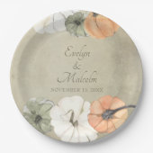 秋素朴のかぼちゃパーソナライズされた結婚の ペーパープレート (正面)