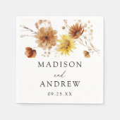 秋素朴のひまわり結婚と野ひま スタンダードカクテルナプキン (正面)
