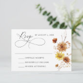 秋素朴のひまわり結婚と野ひま 出欠カード (スタンド正面)