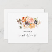 秋素朴のエレガントフローラメイド・オブ・オーナー（花嫁付き添い人） インビテーションポストカード (正面/裏面)