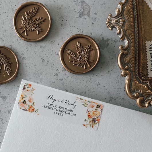 秋素朴のエレガントフローラ差出人住所ラベル ラベル