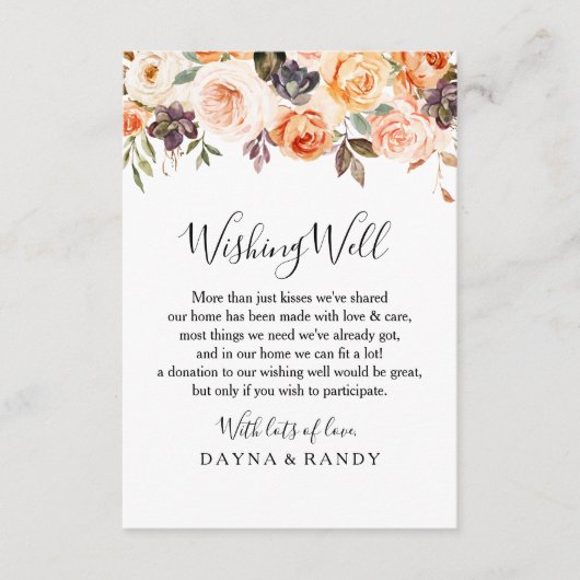 秋素朴のエレガントフローラ結婚の願い事 エンクロージャーカード (正面)