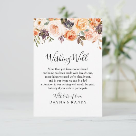 秋素朴のエレガントフローラ結婚の願い事 エンクロージャーカード (スタンド正面)