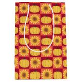 秋素朴のカボチャとヒマワリ ミディアムペーパーバッグ (正面)