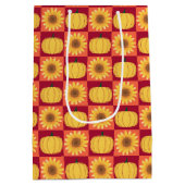秋素朴のカボチャとヒマワリ ミディアムペーパーバッグ (裏面)