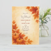 秋素朴のカボチャの水の色結婚の 招待状 (スタンド正面)