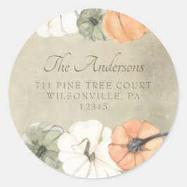 秋素朴のカボチャ差出人住所ラベル ラウンドシール