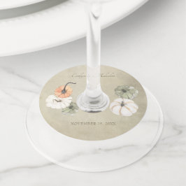 秋素朴のカボチャ秋の結婚式 ワイングラスタグ