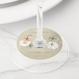 秋素朴のカボチャ秋の結婚式 ワイングラスタグ