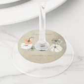 秋素朴のカボチャ秋の結婚式 ワイングラスタグ (クローズアップ)