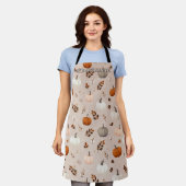 秋素朴のカボチャ&紅葉 エプロン (着用した状態)