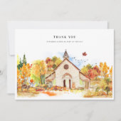 秋素朴のチャペル結婚の写真ありがとう サンキューカード (正面)