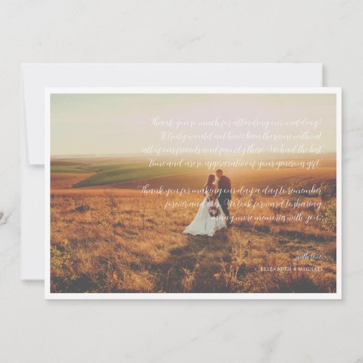 秋素朴のチャペル結婚の写真ありがとう サンキューカード (裏面)