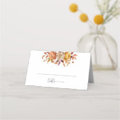 秋素朴のフローラパーソナライズされた結婚の プレイスカード (正面)