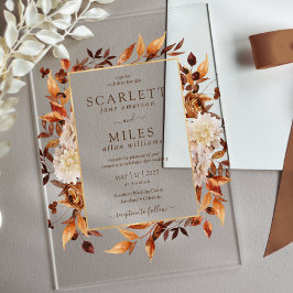 秋素朴のフローラ結婚のアクリル アクリル招待状