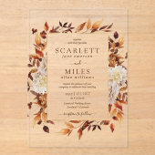 秋素朴のフローラ結婚のアクリル アクリル招待状 (正面)