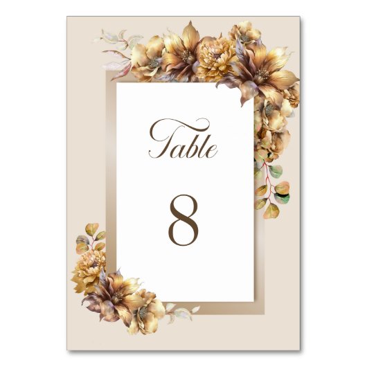 秋素朴のフローラ結婚のテーブル番号 テーブルナンバー (裏面)