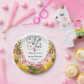 秋素朴のフローラ結婚の恋の秋 ペーパープレート (パーティー)