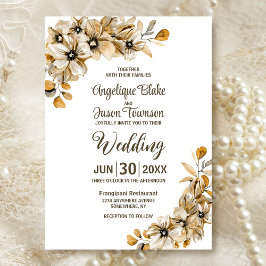 秋素朴のフローラ結婚 招待状