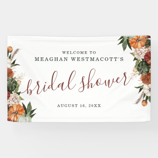 秋素朴のフローラ |ブライダルシャワーへようこそ 横断幕 (横)